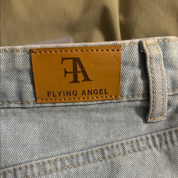 Buckle Flying Angel’s Denim Blue Women's Shorts with Patchwork - Picture 2 of 9